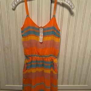 GB Orange and Blue Striped Mini Dress
